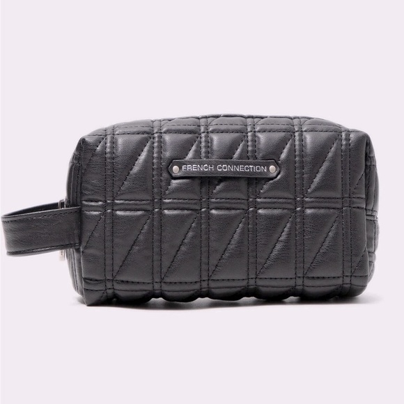 Nwt French Connection Eloise Box Quilt Cosmetic Pouch with Handle - Picture 1 of 6